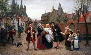 Felix de Vigne A Baptism in Flanders in the 18th Century Sweden oil painting artist